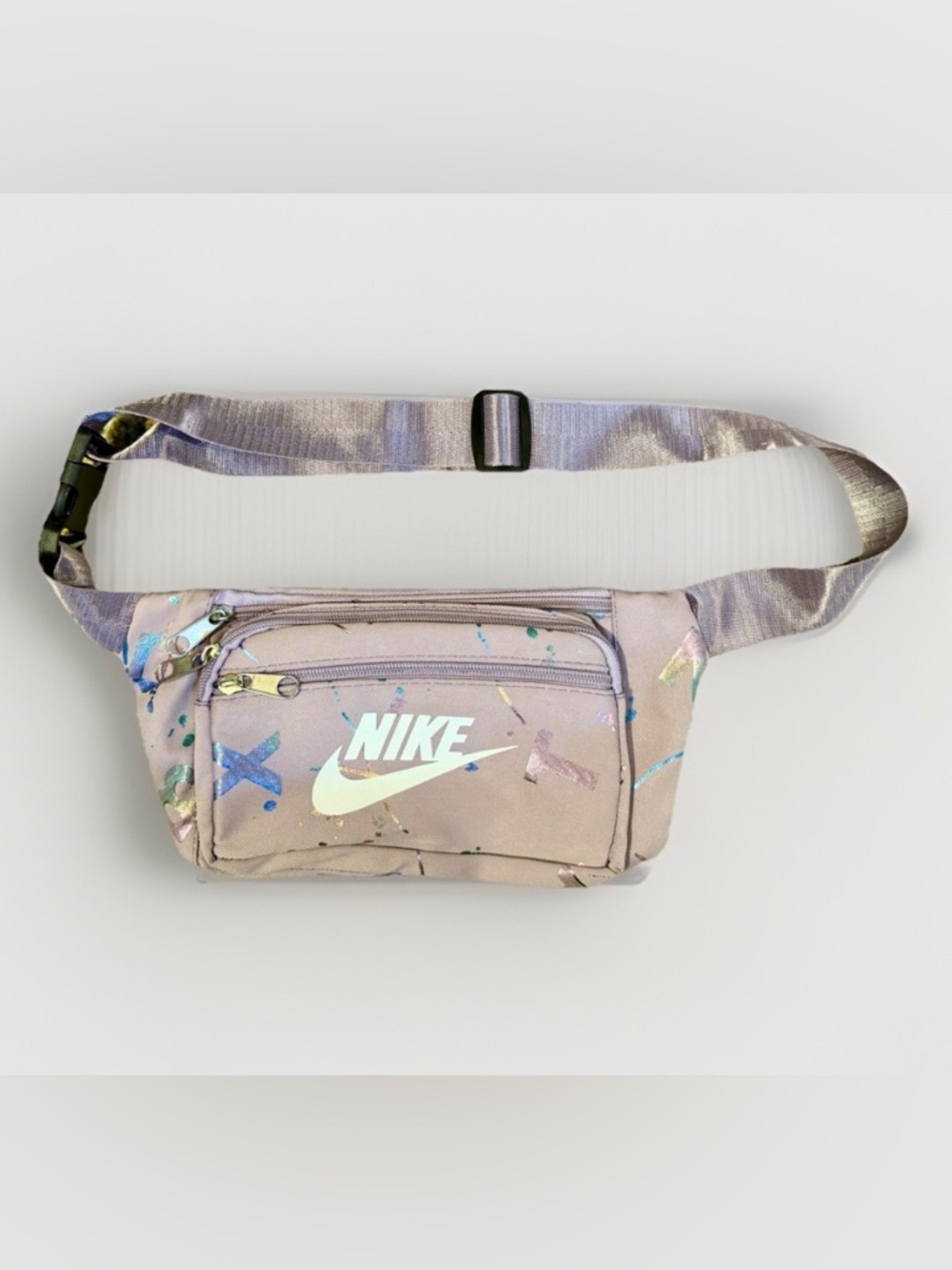 Nike Heritage Swoop Hip Crossbody Waist Fanny Pack Lavender Paint Splatter